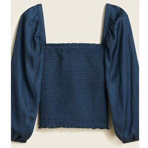 NWT✨ J. Crew- Squareneck Smocked Satin Cropped Top